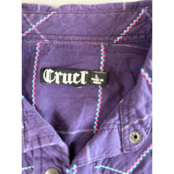 Cruel Girl Western Shirt‎ Large Embroidered Pockets Metal Snaps Long Sleeve - Picture 4 of 10